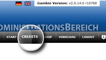 Credits menu item