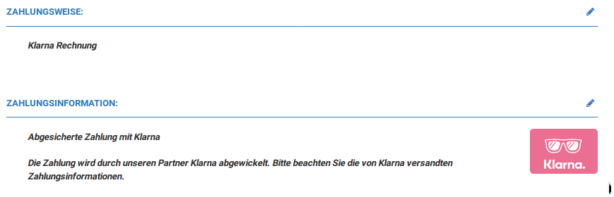 Zahlungsinformation