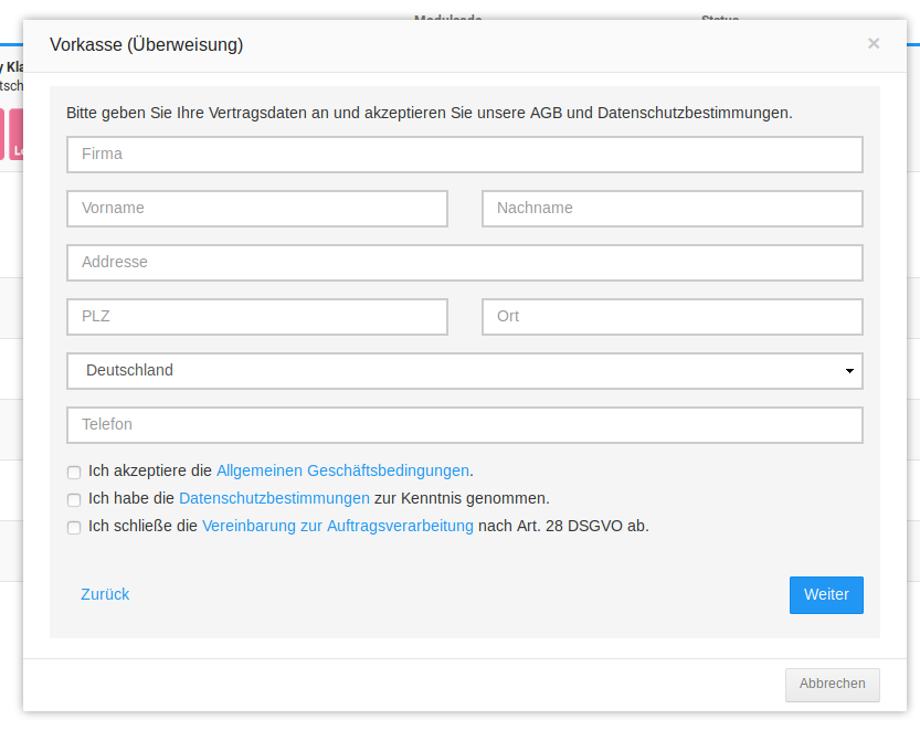 Adressdaten des Shopbetreibers