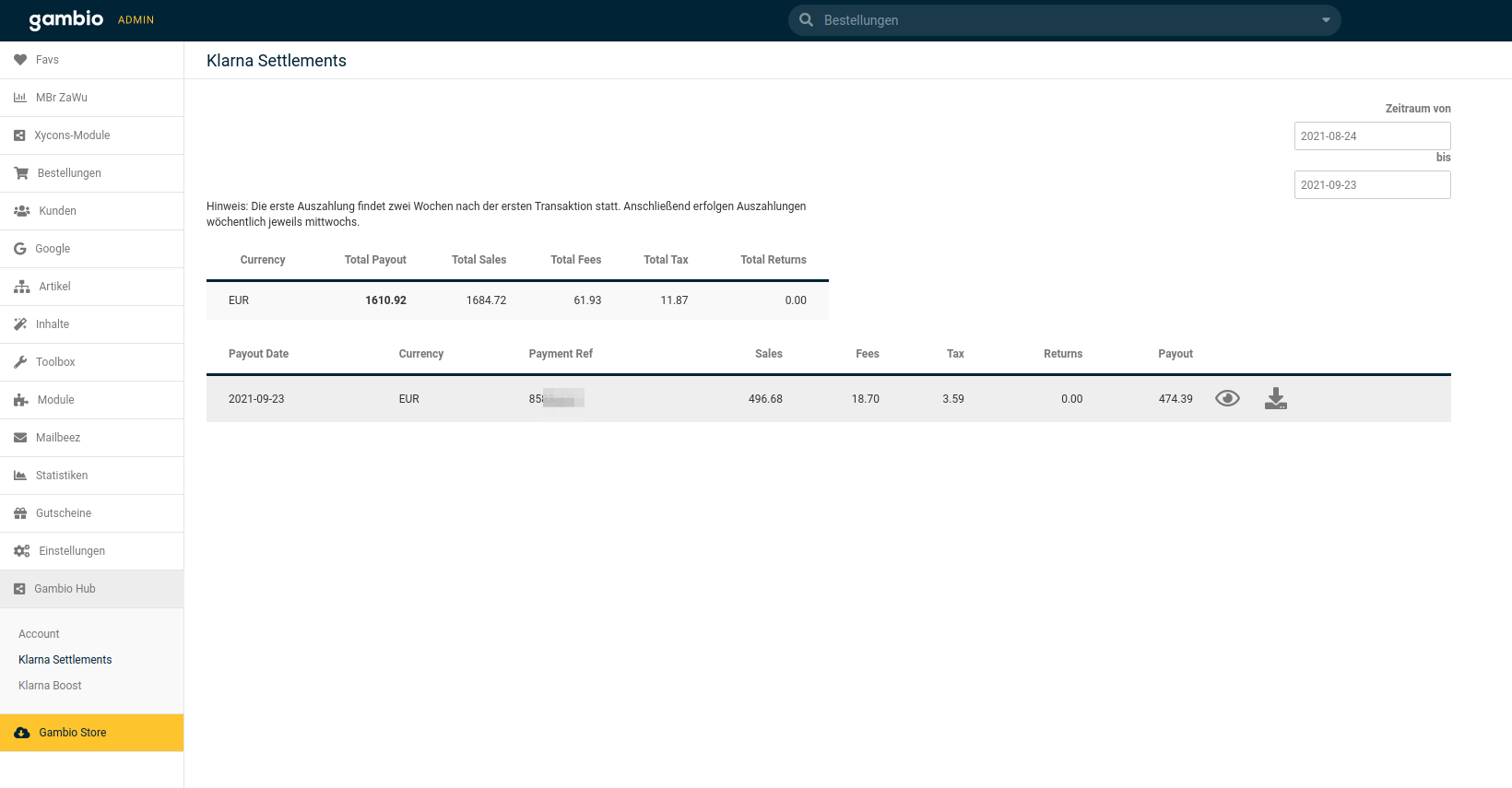 Klarna Settlements