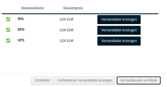Einzelne Labels