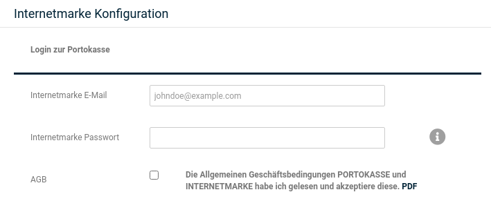 Eingabe des Logins zu Portokasse