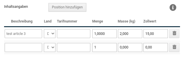 Angaben für Länder außerhalb der EU