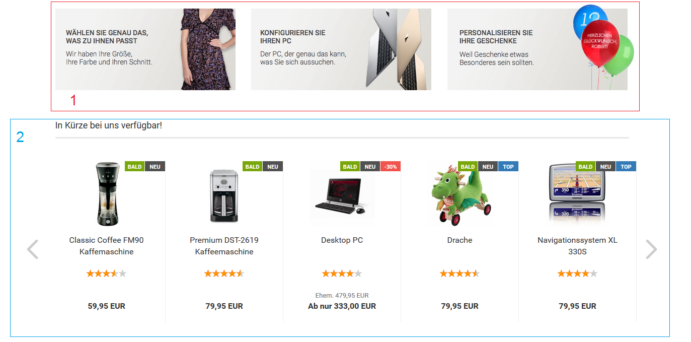 Allgemeiner Shop-Bereich