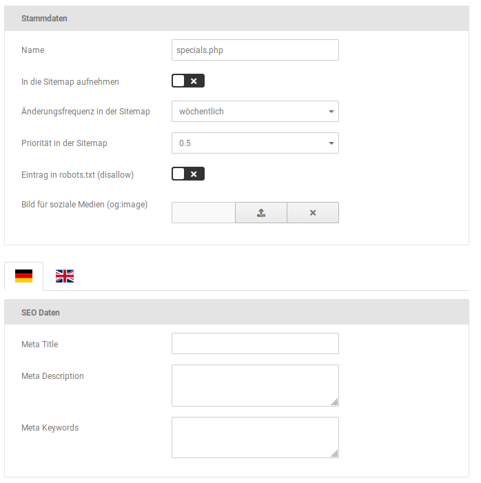 statische Seiten bearbeiten