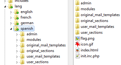 Verzeichnis spanish auf dem FTP-Server
