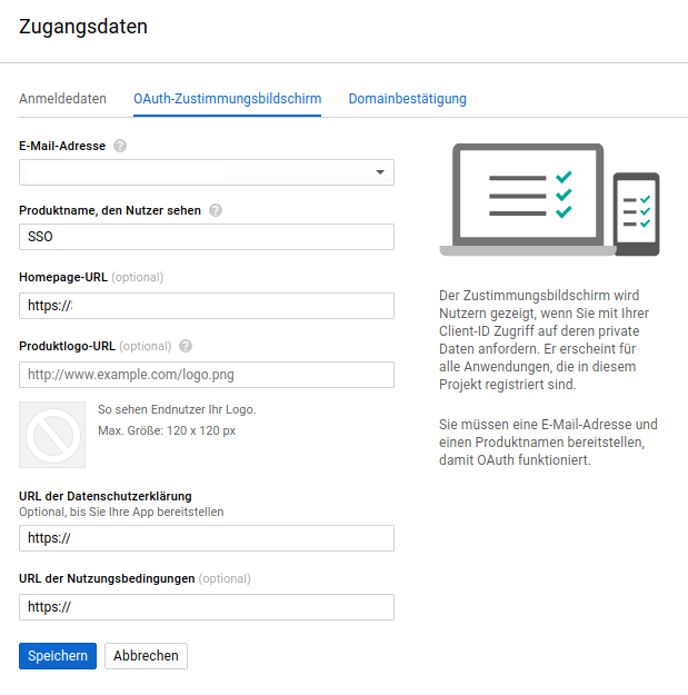 OAuth-Zustimmungsbildschirm