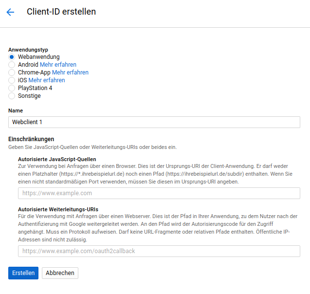 Client-ID erstellen
