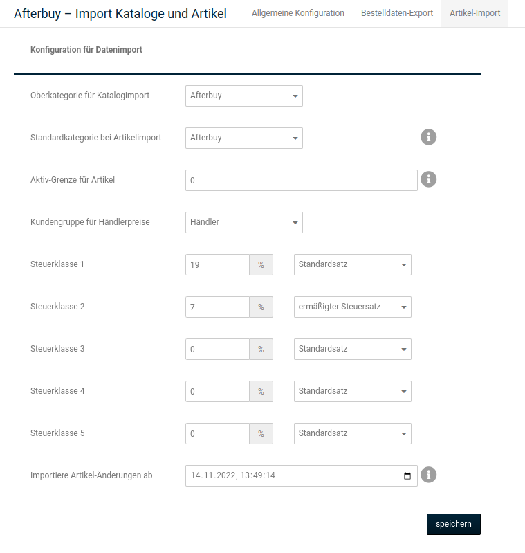 Abschnitt _**Konfiguration für Datenimport**_