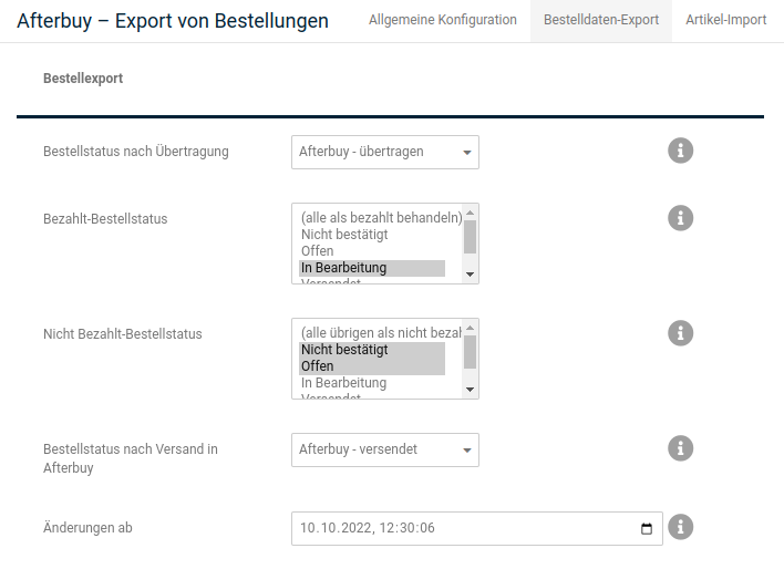 Abschnitt _**Bestellexport**_