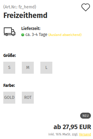 Auswahl per eingerahmtem Eintrag