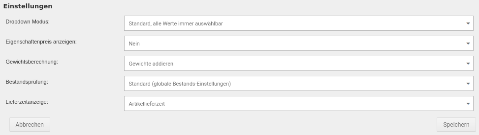 Einstellungsseite