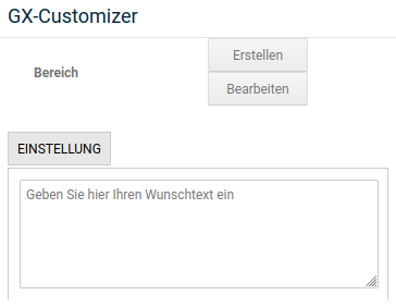 Customizer-Set Eingabemaske