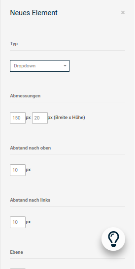 Dropdown-Menü hinzufügen