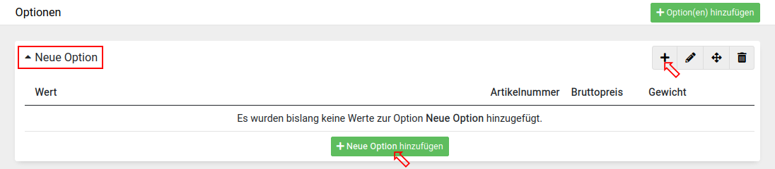 Anzeige nach Aufklappen des Eintrags