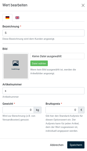 Wert bearbeiten