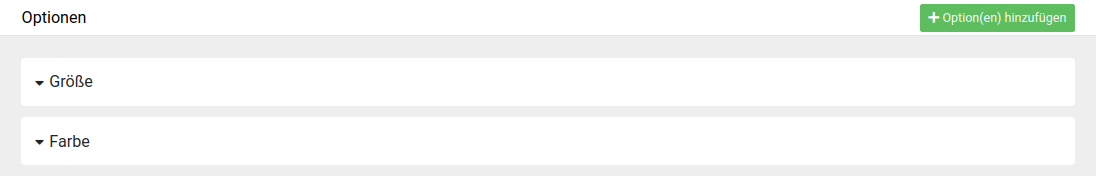 Seite _**Artikel > Optionen**_ im Gambio Admin