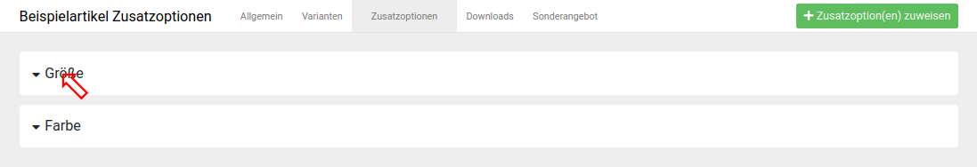 Eingeklappter Eintrag