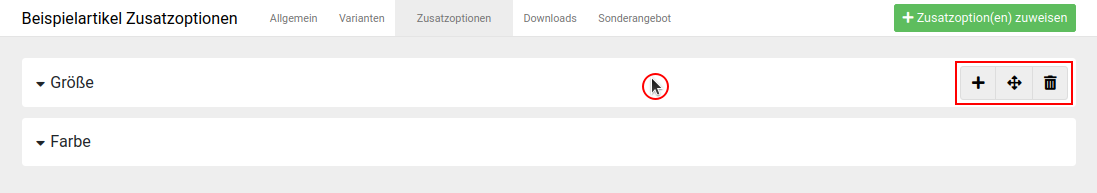 Anzeige der Symbole beim Hovern