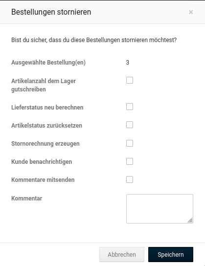 Bestellung stornieren