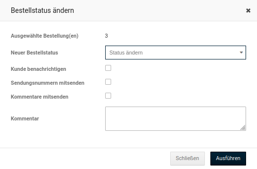 Bestellstatus ändern (Detailseite)