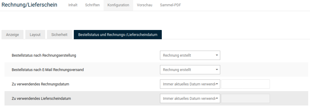 Bestellstatus nach Rechnungsstellung