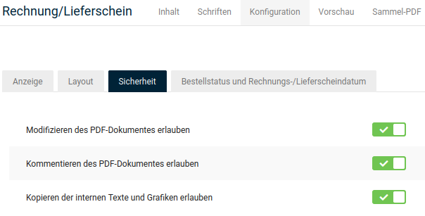 PDF-Sicherheitseinstellungen
