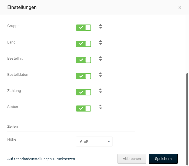 Einstellungen für _**Rechnungsübersicht**_