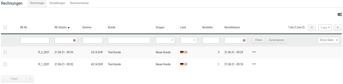 Rechnungsübersicht
