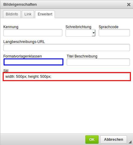 Reiter _**Erweitert**_ der _**Bildeigenschaften**_