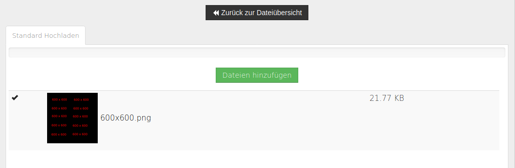 Hochladen der Bild-Datei abgeschlossen