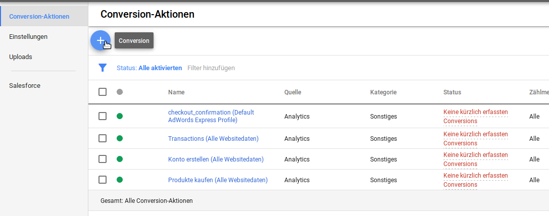 Hinzufügen der Aktion