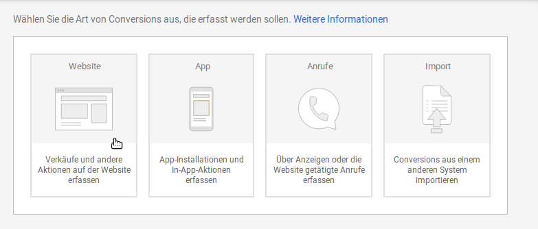 Art der Aktion auswählen
