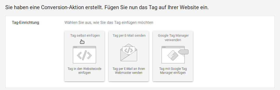 Einfügen des Tags