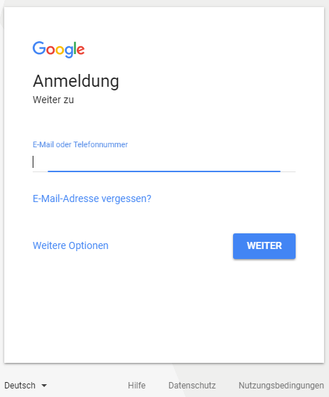 Eingabe der Zugangsdaten zum AdWords-Account bei Google