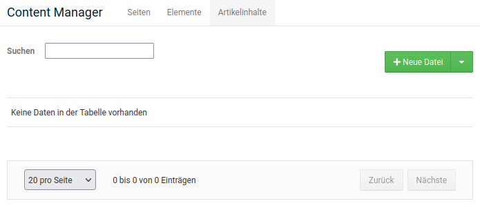 _**Artikelinhalte**_ im Content Manager