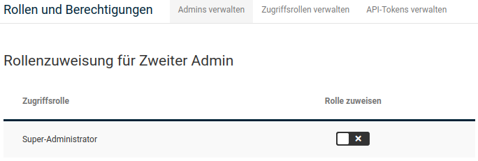 Rollenzuweisung für einen Administrator