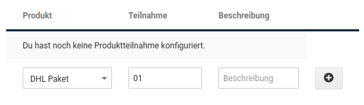 Abschnitt Produkte unter Einstellungen