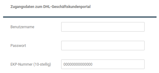 Zugangsdaten für DHL Geschäftskundenversand