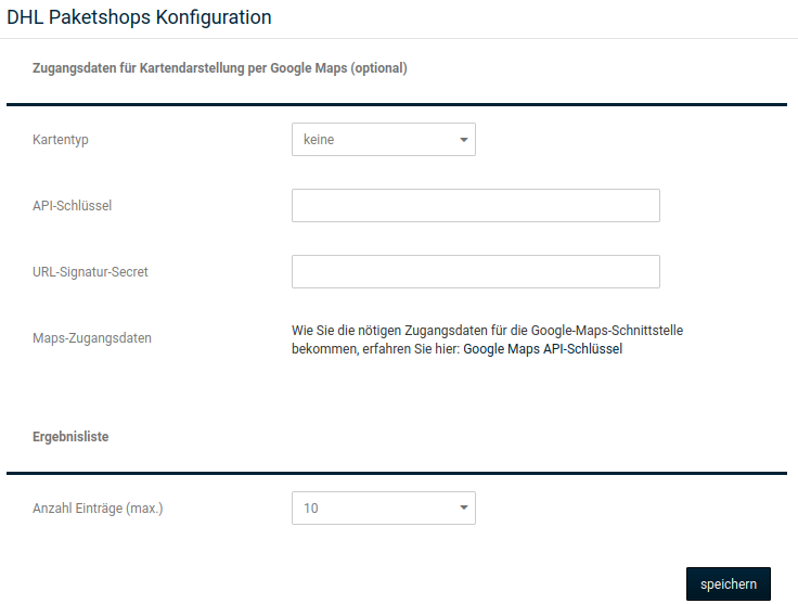 Konfiguration des Moduls _**DHL Paketshops**_