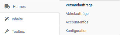 Menüeinträge nach Installation des Hermes-Moduls