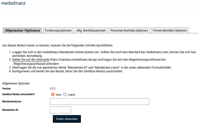 Reiter _**Allgemeine Optionen**_