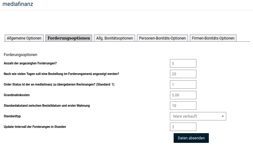 Reiter _**Forderungsoptionen**_
