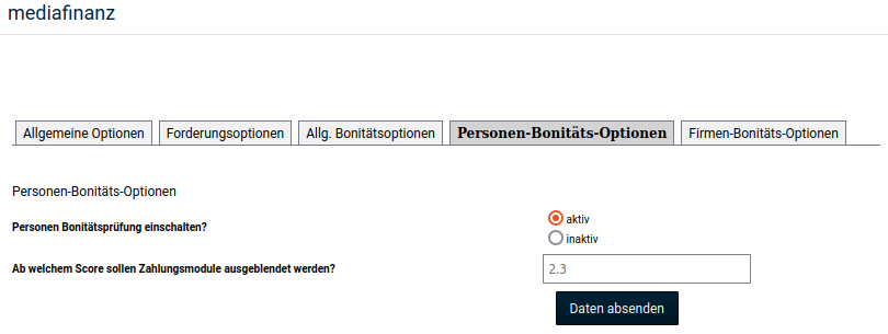 Reiter _**Personen-Bonitäts-Optionen**_