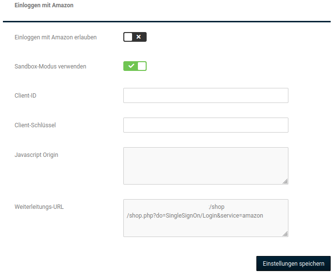 Einloggen mit Amazon