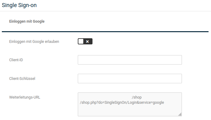 Single Sign-on-Einstellungen für Google