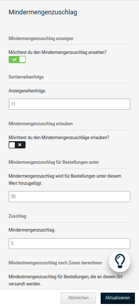 Konfigurationsmaske _**Mindermengenzuschlag**_