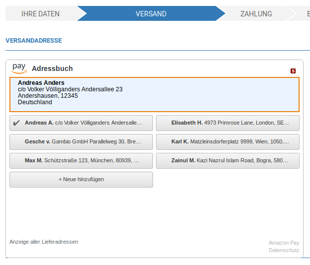 Amazon-Adressbuch