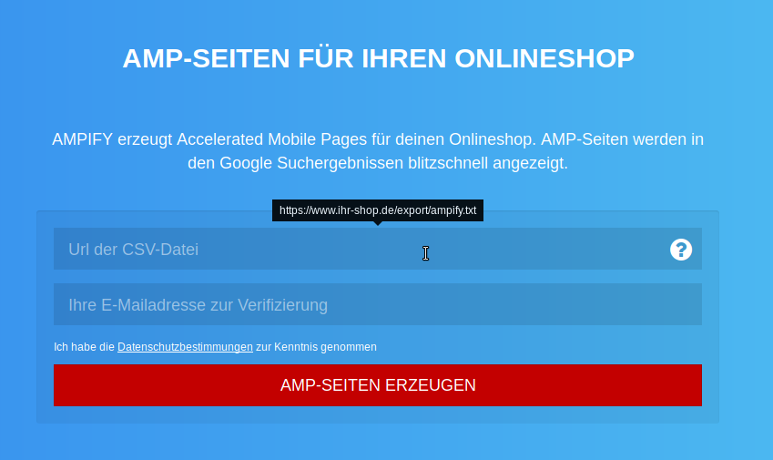 Anmeldeseite von Ampify