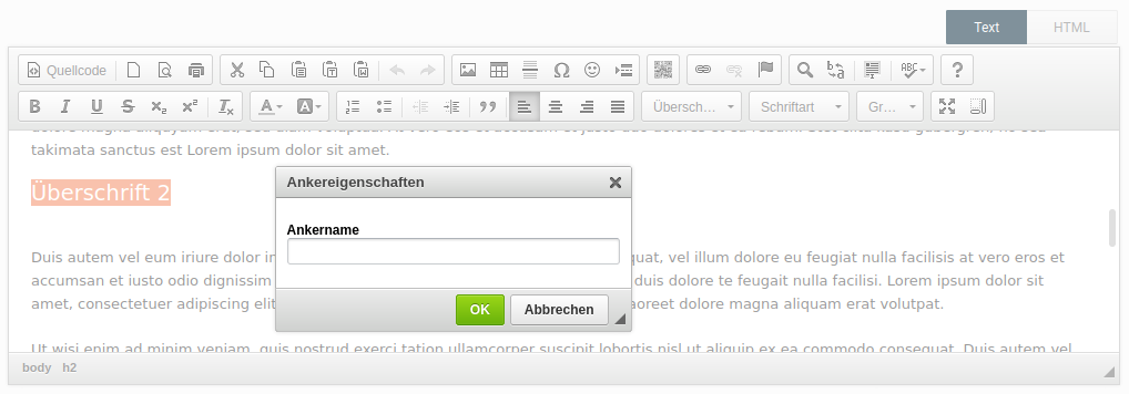 Dialog zum Setzen des Ankers